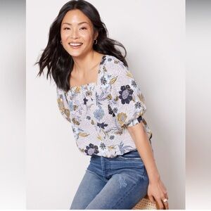 Evereve Adina Square Neck Floral Blouse